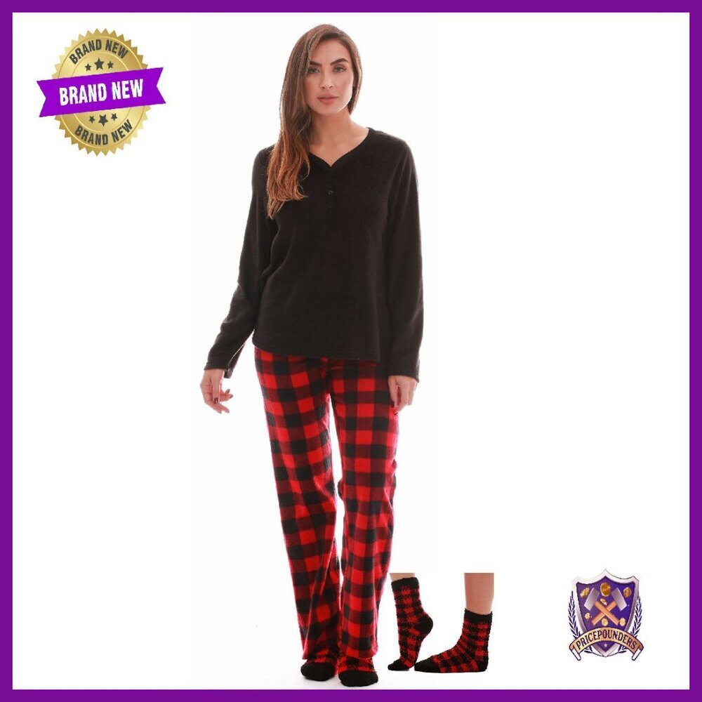 Ultra-Soft Microfleece Pajama Set with Matching Socks, S-3X